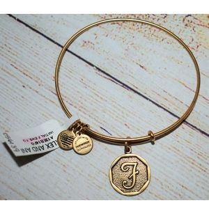 New Alex and Ani Gold Letter F Charm Bracelet